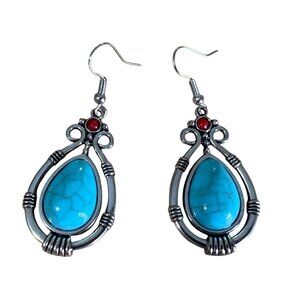 Vintage Style Turquoise Style Dangle Earrings Costume Southwestern Rodeo Cowgirl